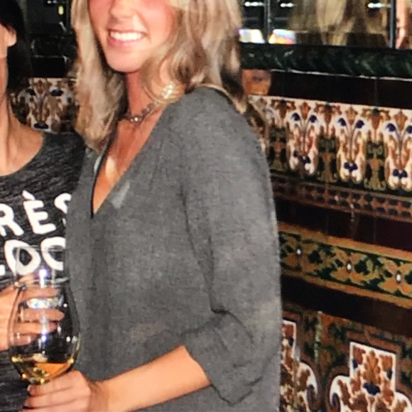 Zara Trafaluc Grey Maxi Dress w 3/4 Sleeves V Neck - Picture 1 of 9